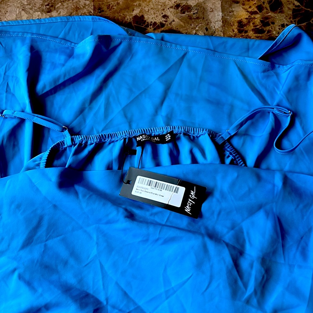Size 28 SATIN BLUE DRESS NASTY GAL NEVER WORN NEW WITH TAG